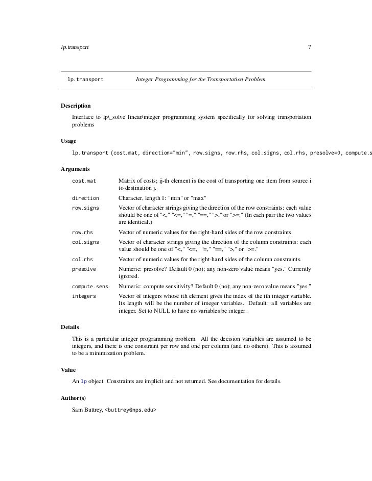 lpsolve documentation